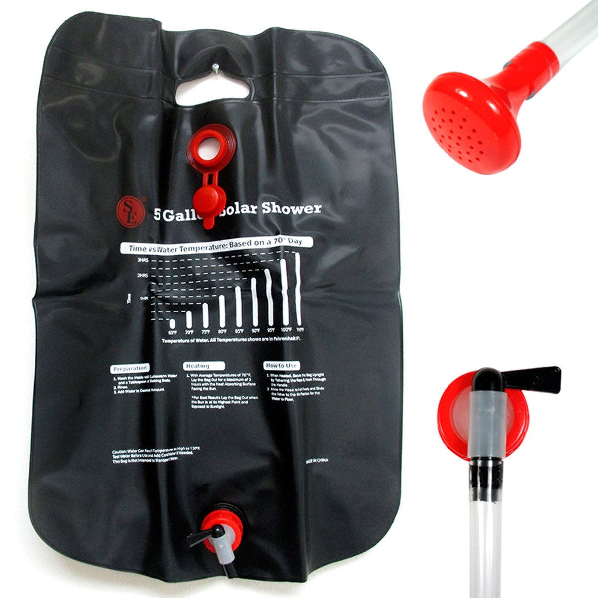 Portable Solar Camping Shower Bag 20L with Temperature Gauge
